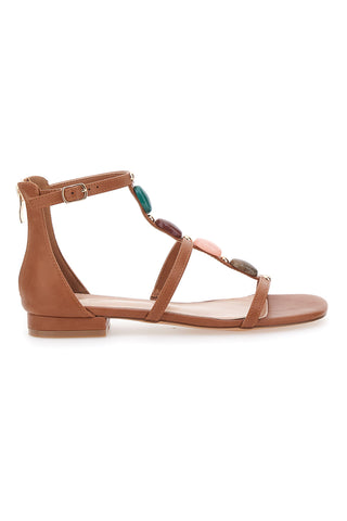 Sandali Marroni con Pietre Colorate MON DIEU 695