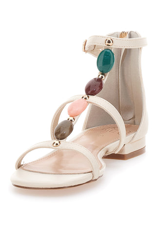 Beige Sandalen mit farbigen Steinen MON DIEU 695