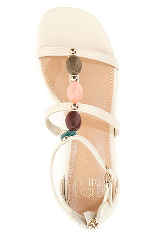 Beige Sandalen mit farbigen Steinen MON DIEU 695
