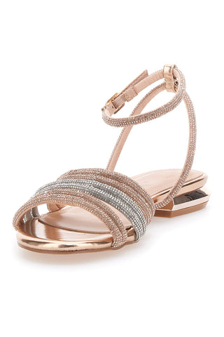 Rosa Sandalen mit Strass und Knöchelriemen MON DIEU 680