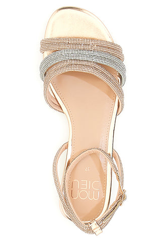 Rosa Sandalen mit Strass und Knöchelriemen MON DIEU 680