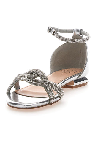 Sandali Argento Con Strass e Cinturino alla Caviglia MON DIEU 681