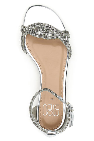 Sandali Argento Con Strass e Cinturino alla Caviglia MON DIEU 681