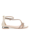 Beige Sandalen mit Strass und Knöchelriemen MON DIEU 680