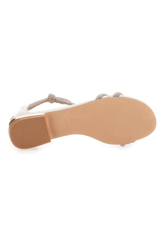 Beige Sandalen mit Strass und Knöchelriemen MON DIEU 680