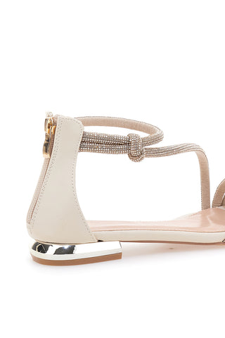 Beige Sandalen mit Strass und Knöchelriemen MON DIEU 680