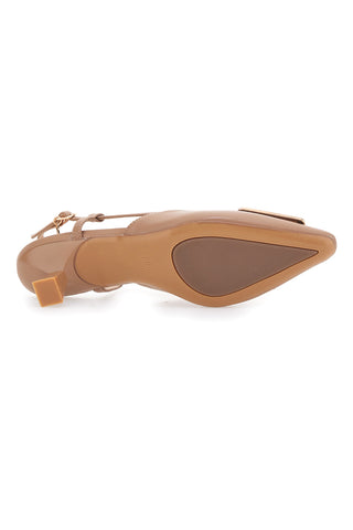 Beige Slingback-Pumps mit geometrischem Chromeffekt-Detail Ferre' F212