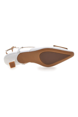 Ferre' F212 Weiße Pumps mit Riemchen und Absatz