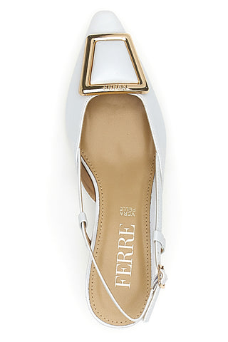 Ferre' F212 Weiße Pumps mit Riemchen und Absatz