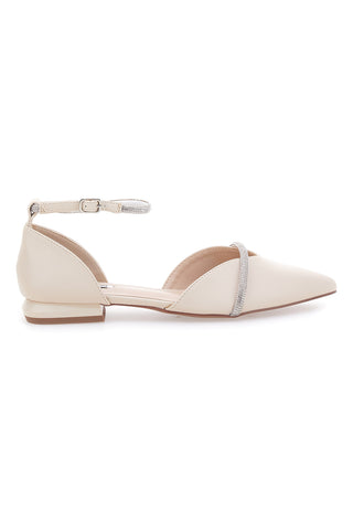 Ballerine Beige a Punta con Strass Mariella Burani 51098
