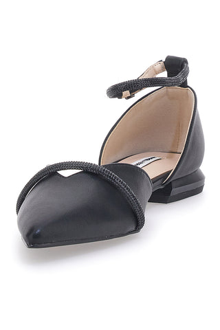 Schwarze Ballerinas mit spitzer Spitze und schwarzen Strasssteinen Mariella Burani 51098