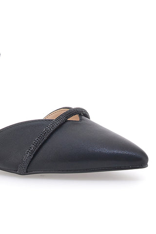 Schwarze Ballerinas mit spitzer Spitze und schwarzen Strasssteinen Mariella Burani 51098