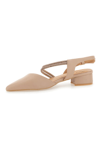Décolleté Slingback Nude con Punta Sfilata e Cinturino con Strass Mon Dieu 883153