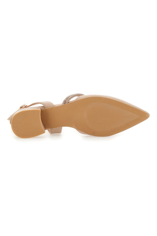 Décolleté Slingback Nude con Punta Sfilata e Cinturino con Strass Mon Dieu 883153
