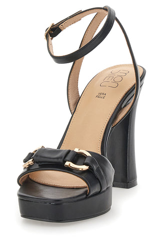 Sandali Neri con Plateau e Tacco Alto e Dettaglio Dorato Mon Dieu B075Q82