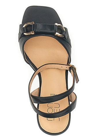 Sandali Neri con Plateau e Tacco Alto e Dettaglio Dorato Mon Dieu B075Q82