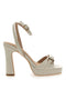 Sandali Bianchi con Plateau e Tacco Alto e Dettaglio Dorato Mon Dieu B075Q82