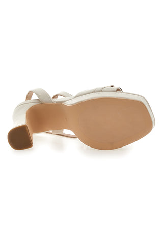 Weiße Sandalen mit Plateau und hohem Absatz und goldenem Detail Mon Dieu B075Q82