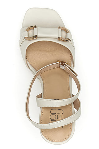 Weiße Sandalen mit Plateau und hohem Absatz und goldenem Detail Mon Dieu B075Q82