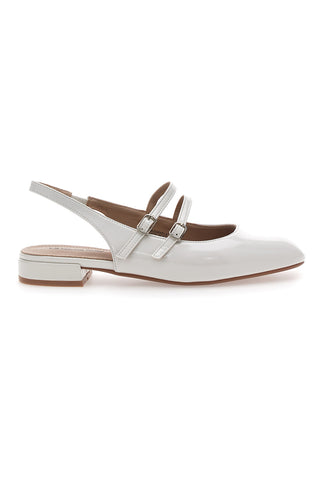 LE HAVRE PARIS CMJ2405313 Weiße Slingback-Sandalen in Lackoptik mit Riemen