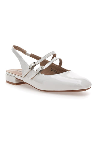 LE HAVRE PARIS CMJ2405313 Weiße Slingback-Sandalen in Lackoptik mit Riemen