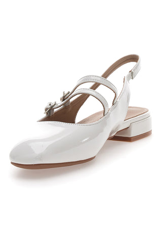LE HAVRE PARIS CMJ2405313 Weiße Slingback-Sandalen in Lackoptik mit Riemen