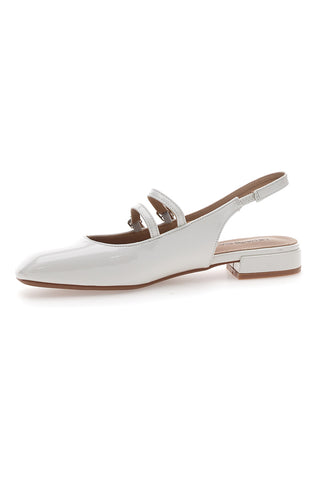 LE HAVRE PARIS CMJ2405313 Weiße Slingback-Sandalen in Lackoptik mit Riemen