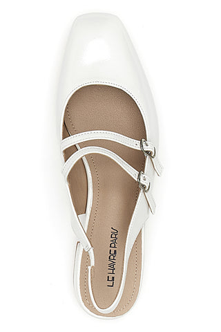 LE HAVRE PARIS CMJ2405313 Weiße Slingback-Sandalen in Lackoptik mit Riemen