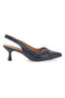 LE HAVRE PARIS CMJ2405315 Schwarze Slingback-Pumps mit spitzer Spitze und dekorativen Riemchen