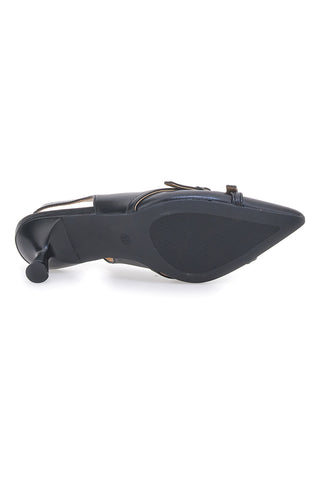 LE HAVRE PARIS CMJ2405315 Schwarze Slingback-Pumps mit spitzer Spitze und dekorativen Riemchen