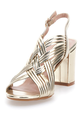 Goldene Sandalen mit mittlerem Absatz Le Havre Paris 9976956