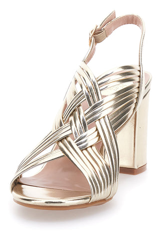 Goldene Sandalen mit mittlerem Absatz Le Havre Paris 9976956