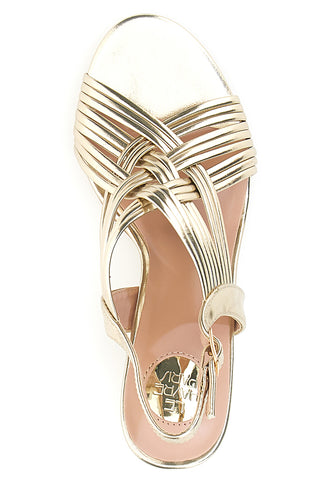 Goldene Sandalen mit mittlerem Absatz Le Havre Paris 9976956