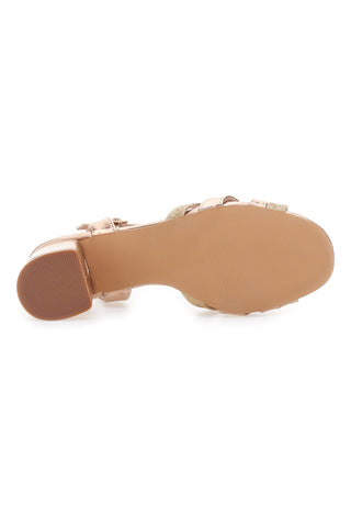 LE HAVRE PARIS 307095 Sandalen mit niedrigem Absatz und Glitzer in Gold