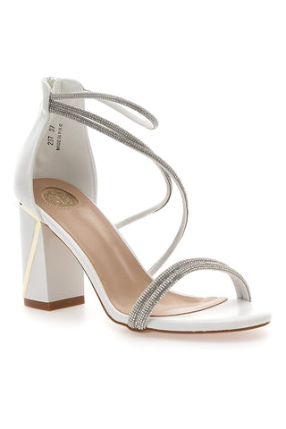 Weiße Sandalen mit Absatz und Strasssteinen LE HAVRE PARIS 237