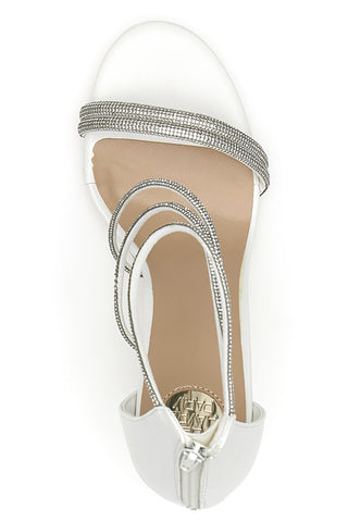 Weiße Sandalen mit Absatz und Strasssteinen LE HAVRE PARIS 237