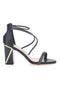 Schwarze Sandalen mit Absatz und Strasssteinen LE HAVRE PARIS 237