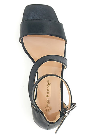 Sandali Neri con Tacco e Cinturino alla Caviglia Energy E364