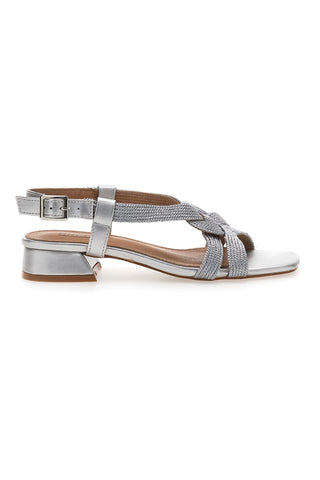 Silberne Sandalen mit weichem, gewebtem Obermaterial ENERGY E1902