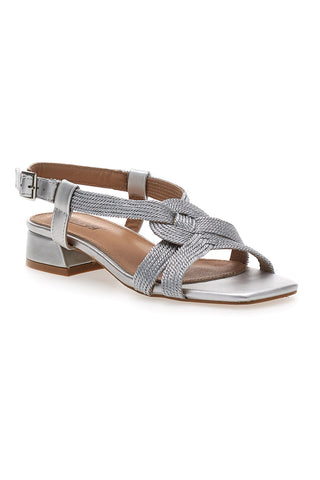 Silberne Sandalen mit weichem, gewebtem Obermaterial ENERGY E1902