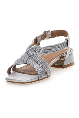Silberne Sandalen mit weichem, gewebtem Obermaterial ENERGY E1902