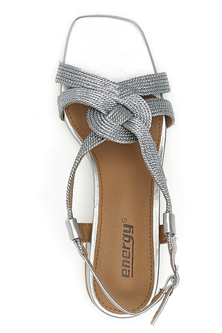 Silberne Sandalen mit weichem, gewebtem Obermaterial ENERGY E1902