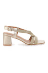 Mariella Burani E1501 Goldfarbene Sandalen mit Blockabsatz