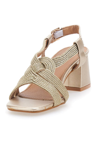 Mariella Burani E1501 Goldfarbene Sandalen mit Blockabsatz
