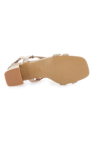 Mariella Burani E1501 Goldfarbene Sandalen mit Blockabsatz