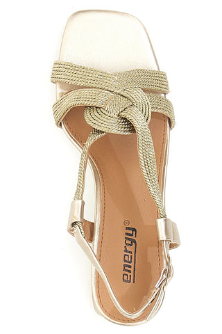Mariella Burani E1501 Goldfarbene Sandalen mit Blockabsatz