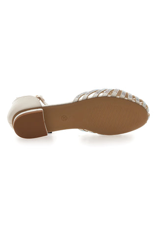 Beige Sandalen mit Riemen und Schmuckdetails Energy E354