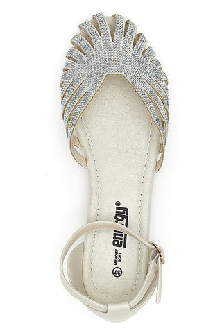 Beige Sandalen mit Riemen und Schmuckdetails Energy E354