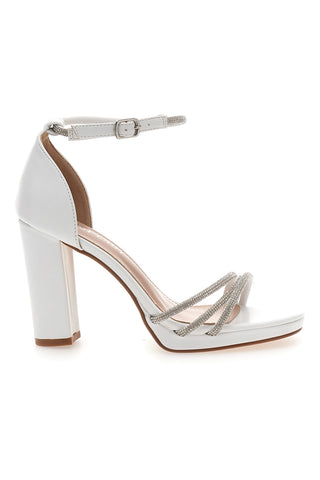 Sandali Bianchi Aperti Con Tacco E Cinturino First Lady P557