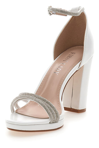 First Lady P557 Offene weiße Sandalen mit Absatz und Riemen